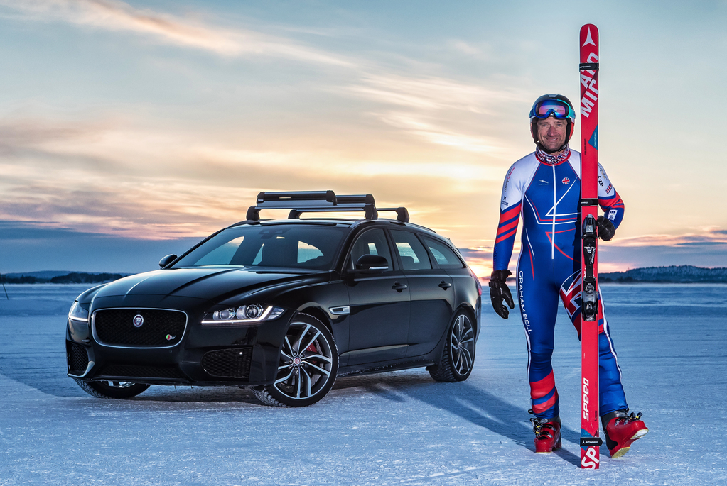 Former British Olympic Skier Graham Bell has smashed the GUINNESS WORLD RECORDS title for the ‘fastest towed speed on skis’, powered by the new Jaguar XF Sportbrake